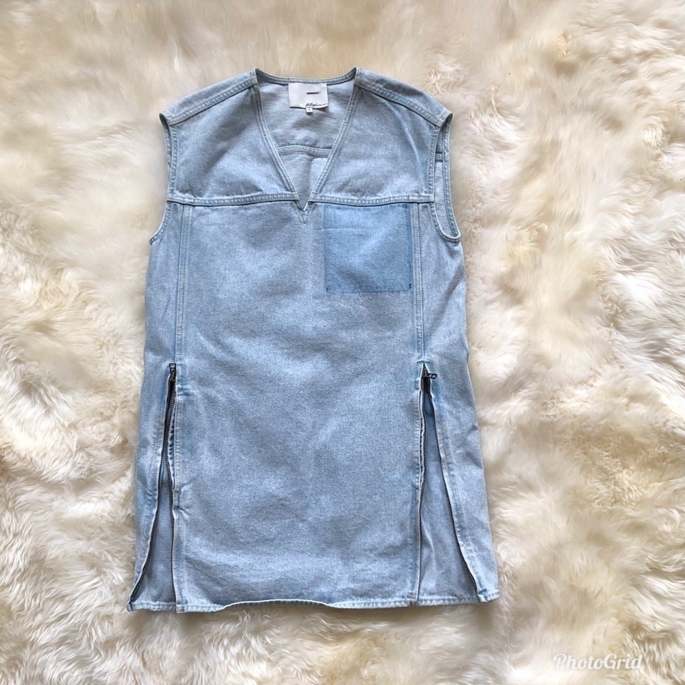3.1 Phillip Lim Washed Denim Zip Front Dress 2